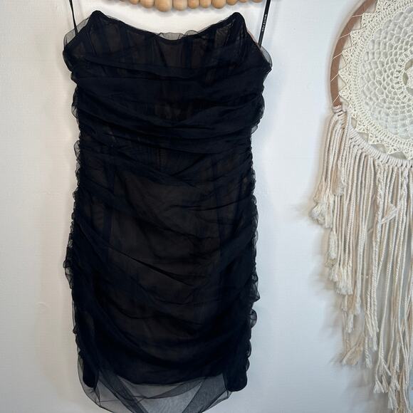 White Fox Black Tulle Strapless Mini Dress - Picture 4 of 7